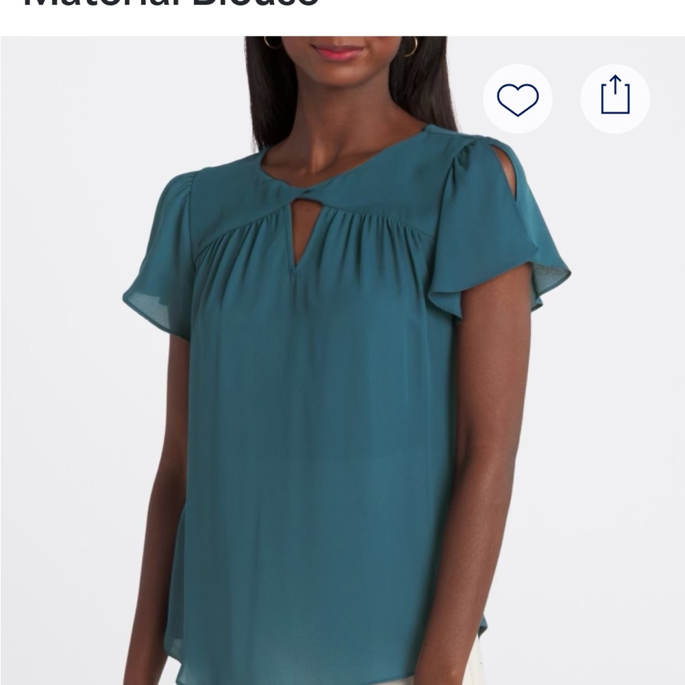 Chic Teal Keyhole Blouse